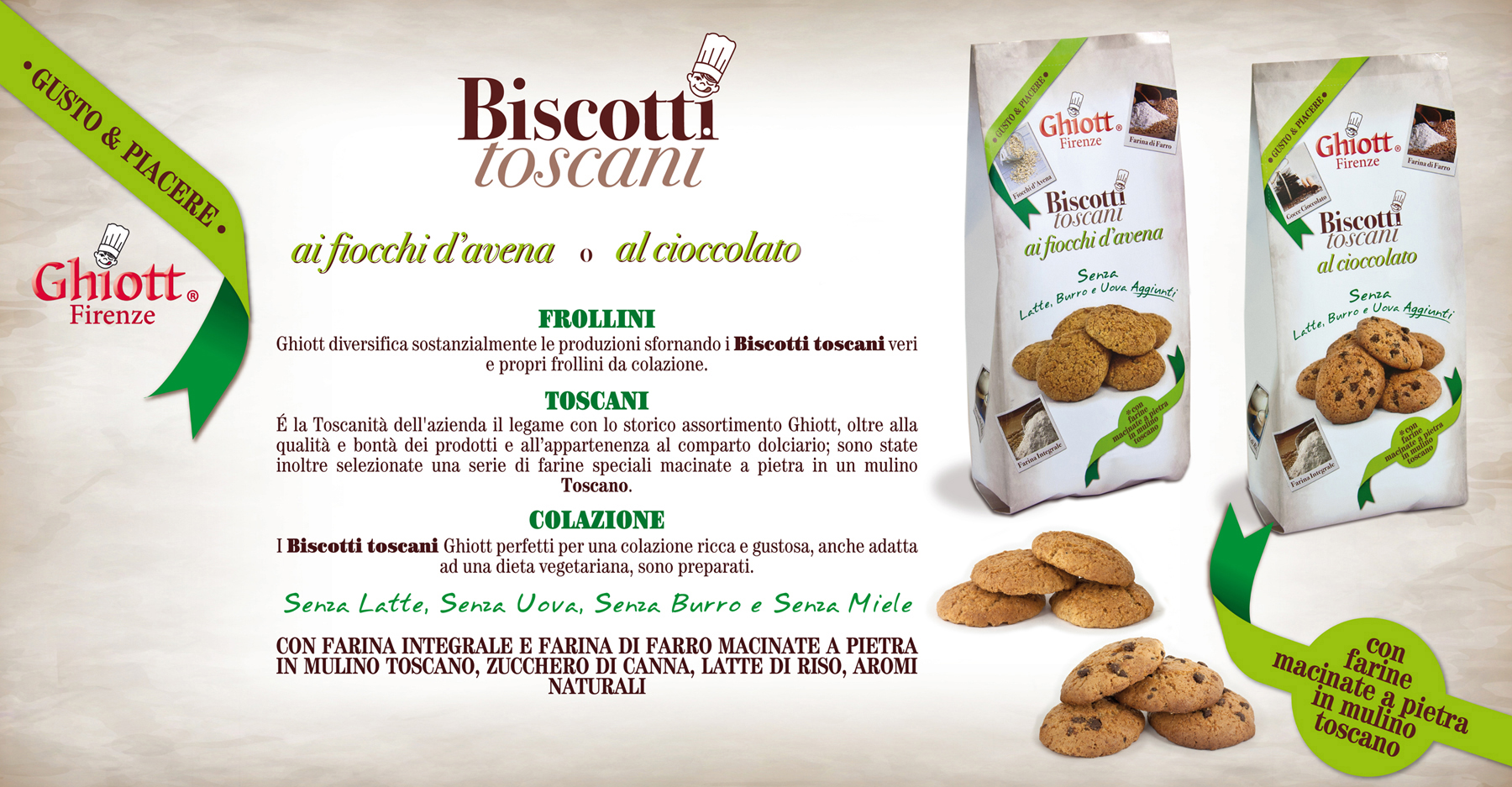 Ghiott Presenta i nuovi frollini da colazione Biscotti Toscani Gusto & Piacere
